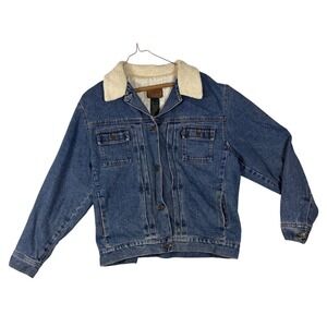 Lauren Jeans Co Ralph Lauren Denim Trucker Jacket Sherpa Collar Blue Large